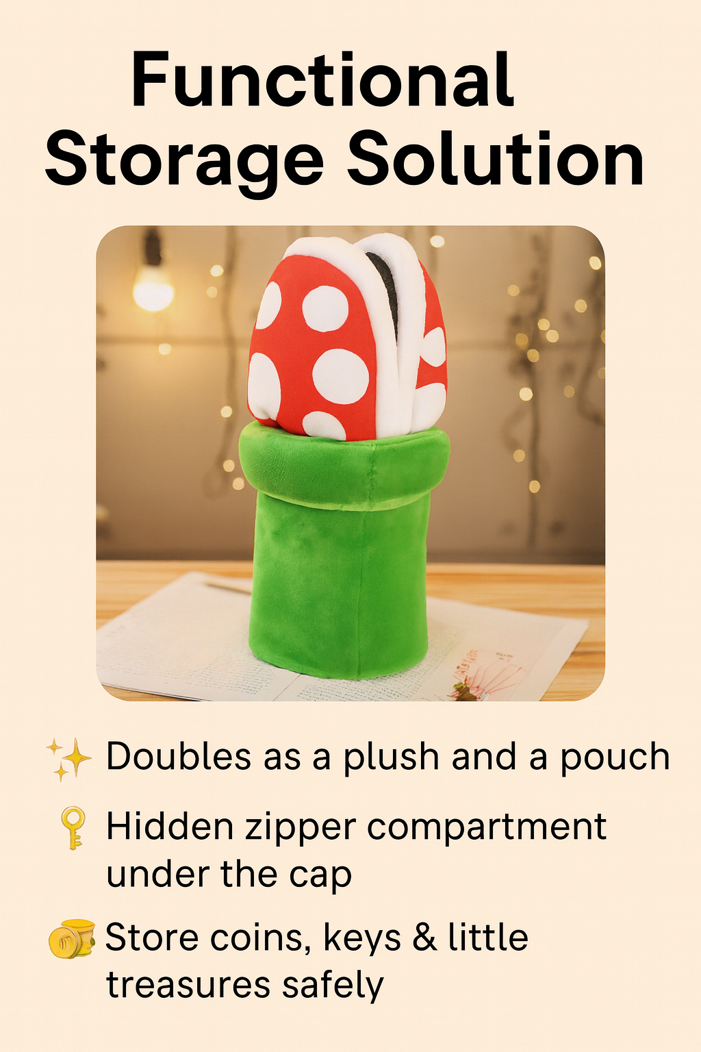 Multifunctional Mushroom Piranha Plush
