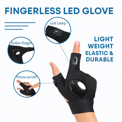 Fingerless LED Glove for Outdoors