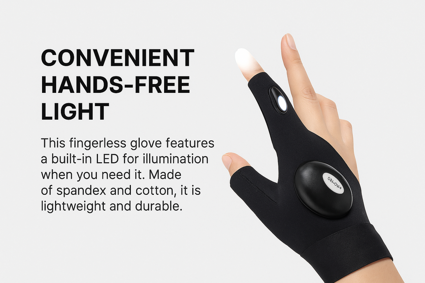 Fingerless LED Glove for Outdoors