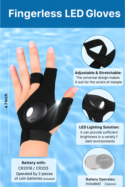 Fingerless LED Glove for Outdoors
