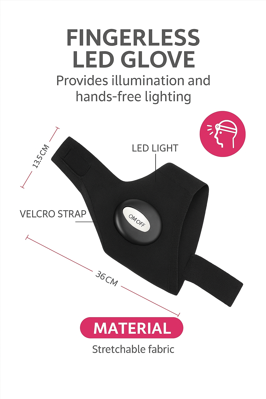 Fingerless LED Glove for Outdoors