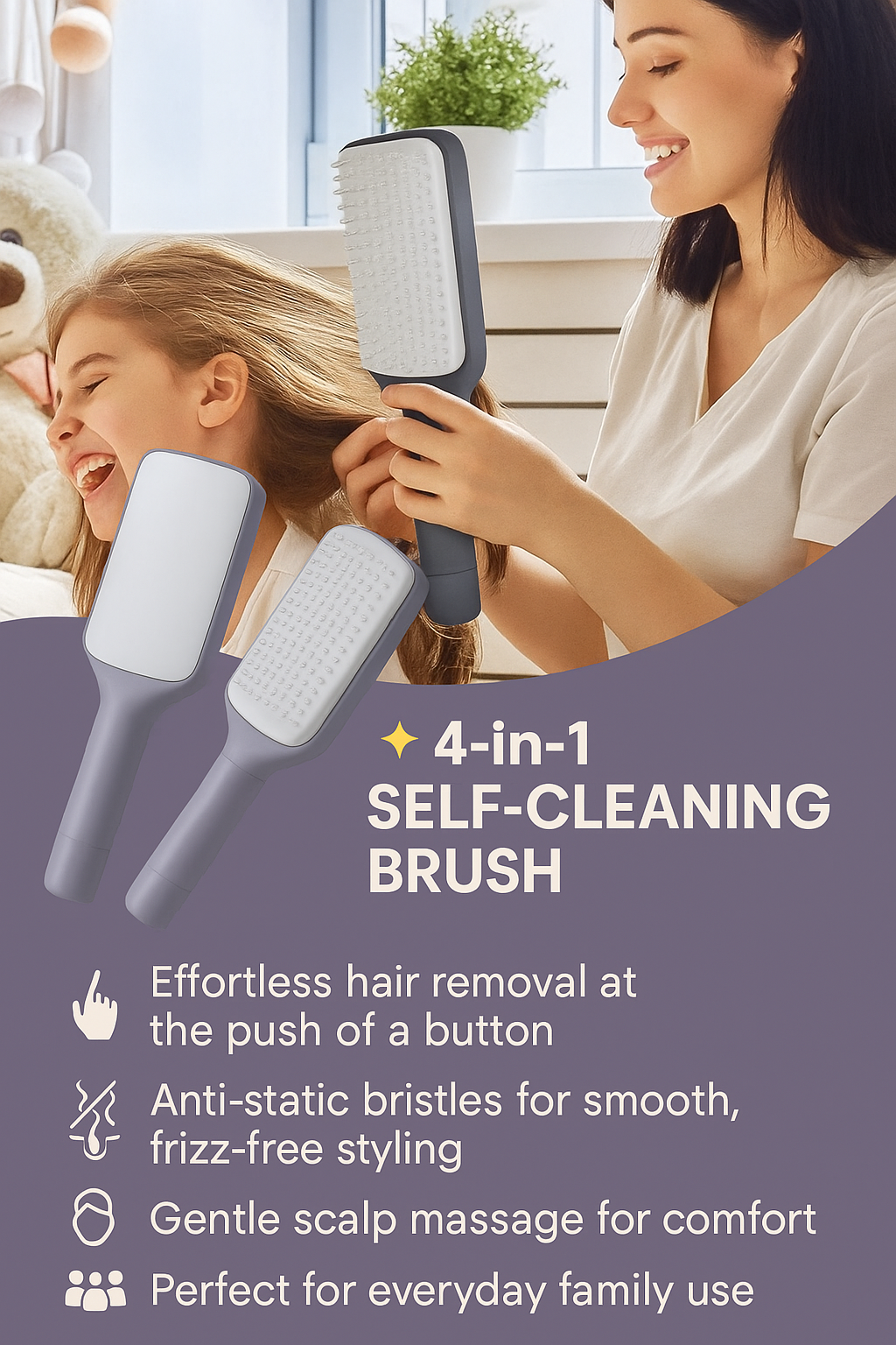 4 In 1 Self Cleaning Brush